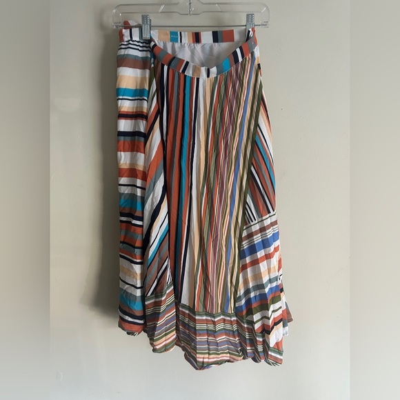 NY&C 7th Avenue Women’s Striped Midi Pleated Skirt M - Picture 2 of 7